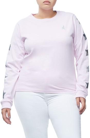 Women's Good American Star Sleeve Skater Tee - Pink