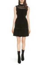 Women's Kate Spade New York Lace Trim Velvet Dress - Black
