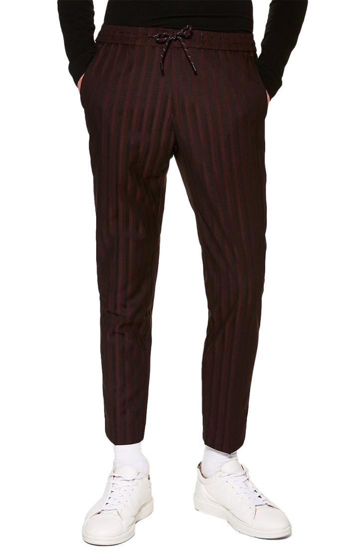 Men's Topman Winston Pinstripe Trousers X 34 - Burgundy