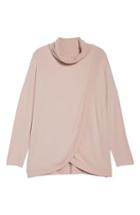 Petite Women's Gibson Cozy Fleece Turtleneck, Size P - Pink