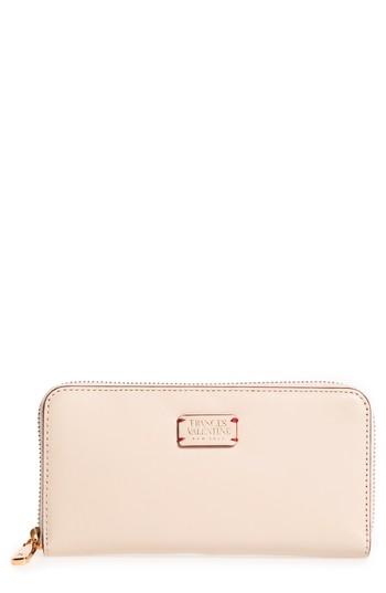 Women's Frances Valentine Kennedy Calfskin Leather Zip Around Wallet - White