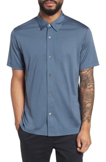 Men's Theory Incisive Silk & Cotton Short Sleeve Sport Shirt