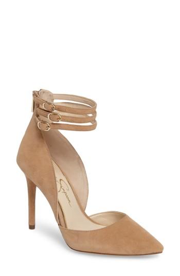 Women's Jessica Simpson Linnee Ankle Strap Pump .5 M - Beige