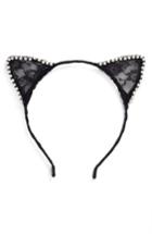 Tasha Lace Cat Ear Headband, Size - Black