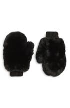 Women's Trouve Faux Fur Mittens, Size - Black