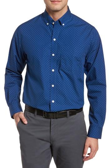 Men's Cutter & Buck Rowan Print Sport Shirt - Blue