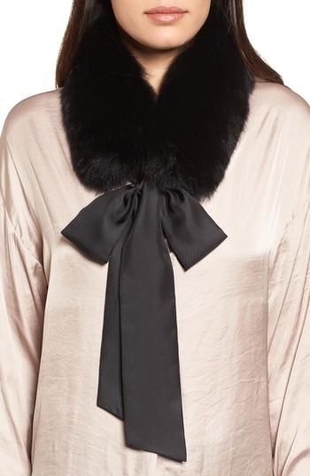 Women's Max Mara Cecilia Genuine Fox Fur Collar, Size - Black