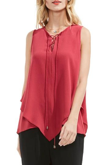 Women's Vince Camuto Lace-up Tiered Blouse - Red