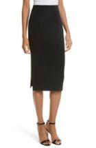 Women's Milly Italian Cady Side Slit Skirt - Black