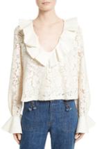 Women's See By Chloe Ruffle Lace Blouse - Ivory