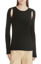 Women's Vince Shoulder Slit Cashmere Crewneck Sweater - Black