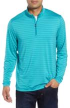 Men's Cutter & Buck Holman Stripe Half Zip Pullover, Size - Blue