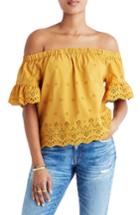 Women's Madewell Off The Shoulder Eyelet Blouse, Size - Black