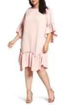 Women's Eliza J Elbow Sleeve Ruffle Hem Shift Dress