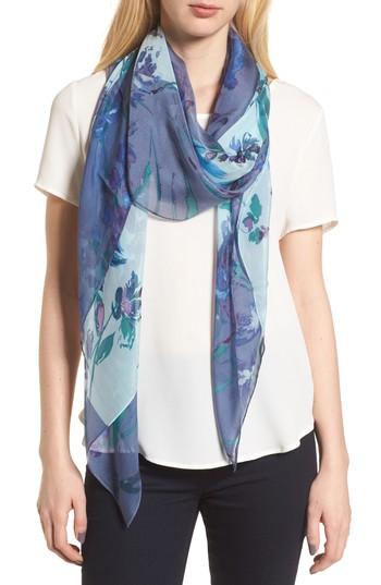 Women's Nordstrom Silk Chiffon Oblong Scarf, Size - Blue