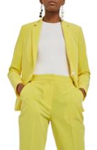Women's Topshop Longline Suit Jacket Us (fits Like 0) - Yellow