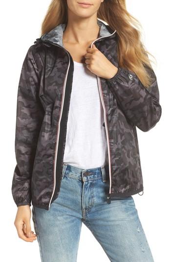 Women's O8 Lifestyle Print Packable Rain Jacket - Black