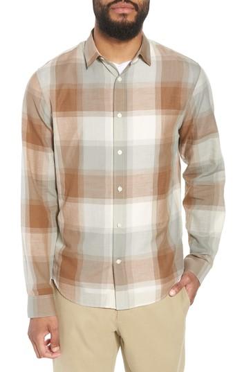 Men's Vince Classic Fit Plaid Sport Shirt - Beige