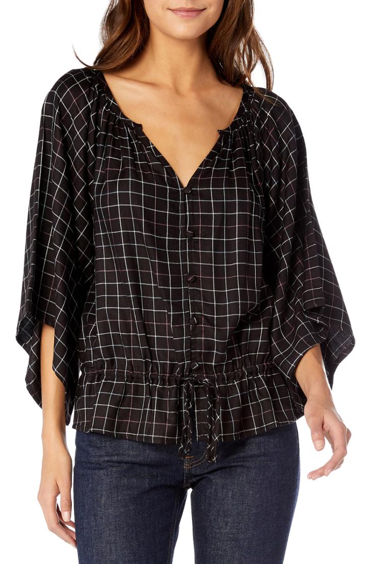 Women's Michael Starsplaid Tie Waist Blouse