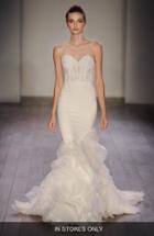 Women's Lazaro Strapless Lace, Crepe & Organza Trumpet Gown