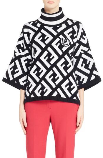 Women's Fendi Logo Knit Poncho Us / 42 It - White