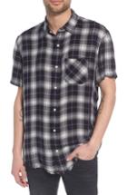 Men's The Rail Drapey Plaid Short Sleeve Shirt - Black