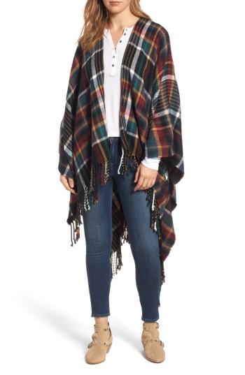 Women's Treasure & Bond Plaid Fringe Cape