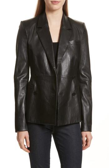 Women's Theory Bristol Leather Blazer - Black