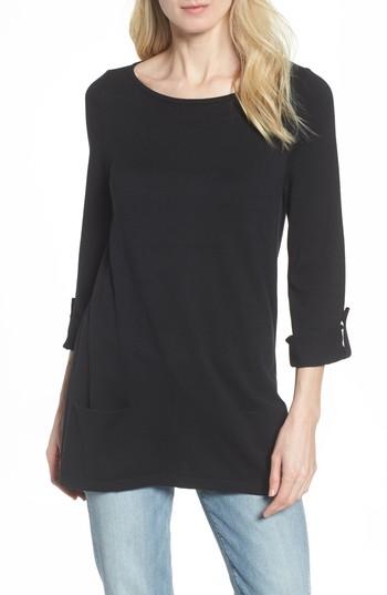 Petite Women's Caslon Knit Tunic, Size P - Black