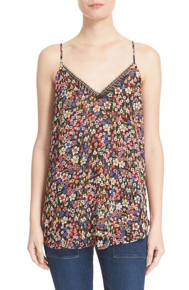 Women's The Kooples Lace Trim Floral Print Tank
