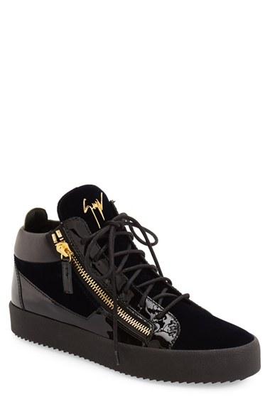 Men's Giuseppe Zanotti Mid Top Velvet Sneaker
