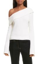 Women's Theory One-shoulder Foldover Sweater - White