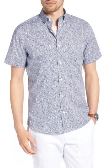 Men's 1901 Trim Fit Leaf Print Sport Shirt - Blue