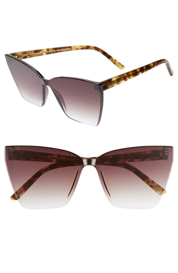 Women's Diff Goldie 56mm Cat Eye Sunglasses - Moss Havana/ Brown