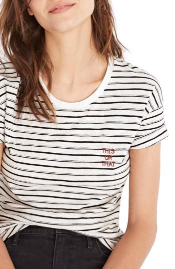 Women's Madewell This Or That Whisper Cotton Stripe Tee - White