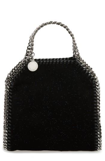 Stella Mccartney Tiny Falabella Glitter Crossbody Bag - Black