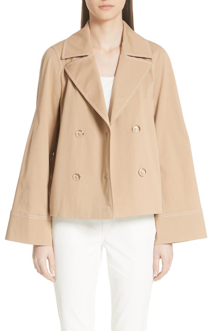 Women's Lafayette 148 New York Asher Gabardine Crop Trench Coat - Beige