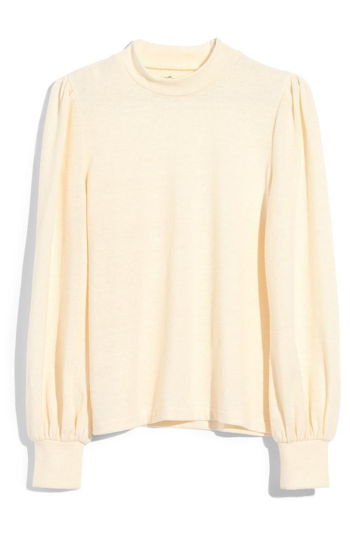 Women's Madewell Puff Sleeve Mock Neck Top, Size - Ivory