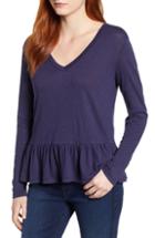 Women's Caslon V-neck Peplum Tee - Blue