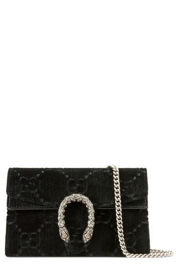 Gucci Supermini Dionysus Double G Velvet Shoulder Bag - Black