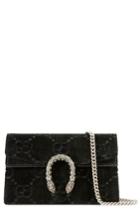 Gucci Supermini Dionysus Double G Velvet Shoulder Bag - Black