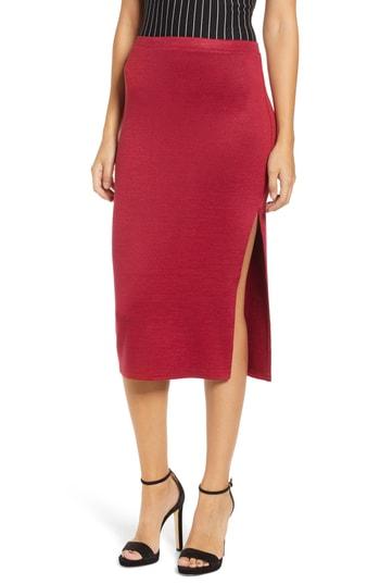 Women's Leith High Slit Marled Midi Skirt - Red