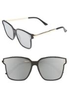 Women's Bonnie Clyde Wall 62mm Square Mirror Lens Sunglasses - Gravity Black