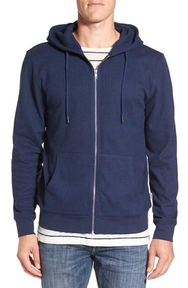 Men's Threads For Thought Herringbone Zip Hoodie - Blue