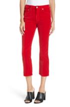 Women's Re/done Velvet Crop Kick Flare Jeans - Red