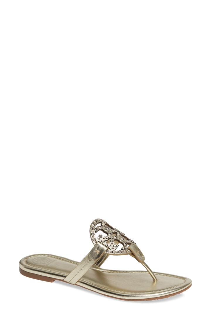 Women's Tory Burch Miller Embellished Sandal .5 M - Metallic