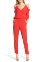Women's Fraiche By J Cold Shoulder Jumpsuit - Red