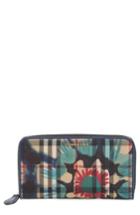 Women's Burberry 'porter - Printed Horseferry' Floral & Check Zip Around Wallet -