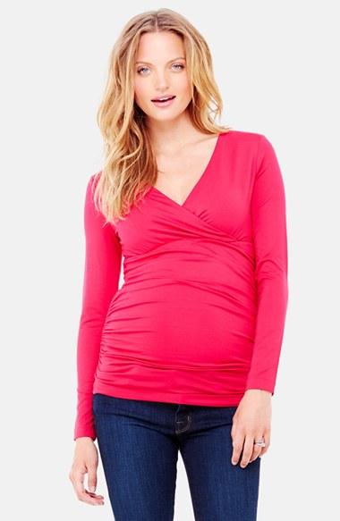 Women's Ingrid & Isabel Ruched Empire Waist Nursing Friendly Maternity Top