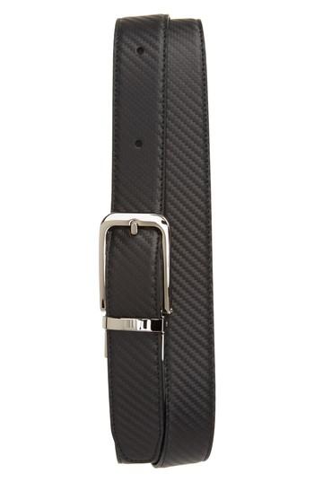 Men's Dunhill Twist Round Chass Reversible Leather Belt, Size - Black